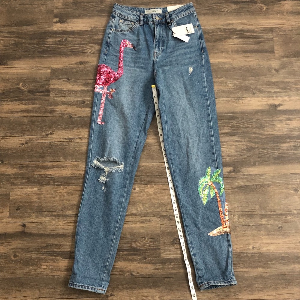 TOPSHOP Sequin “High Waisted/Mom/Tall” Jeans! 26 - Picture 2 of 7
